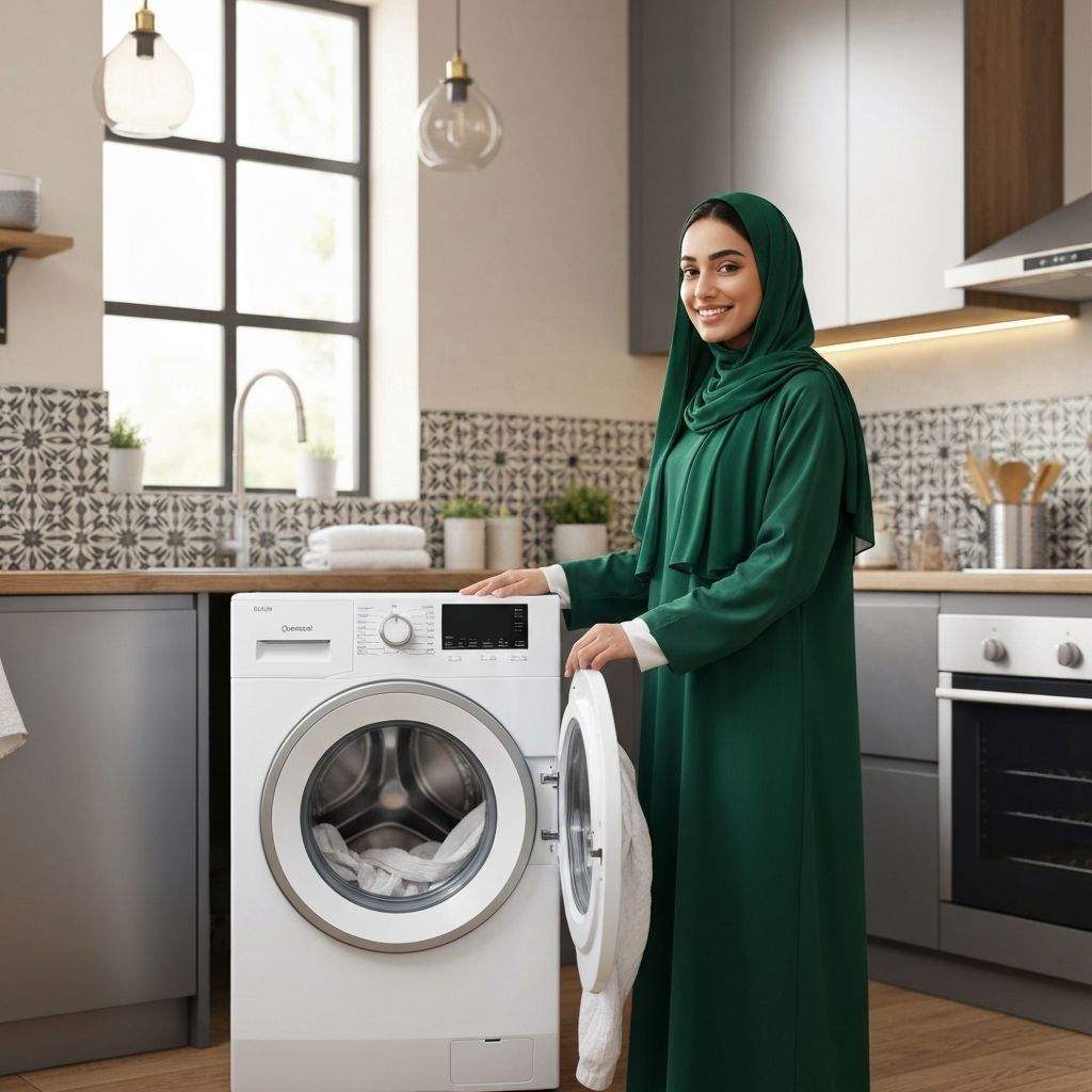 غسالة ملابس حديثة في منزل عربي عصري